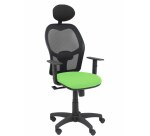 Silla de oficina Alocén malla con brazos regulables y cabecero - Asiento verde claro
