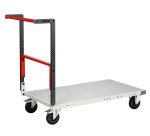 Chariot monté dossier repliable 1000 x 600 mm plateau mélaminé roues CC 250 kg