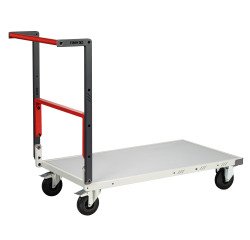 Chariot monté dossier repliable 1000 x 600 mm plateau mélaminé roues CC 250 kg