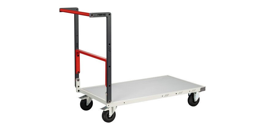 Chariot monté dossier repliable 1000 x 600 mm plateau mélaminé roues CC 250 kg