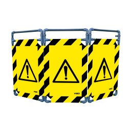 Barrière d'intervention PVC - 3 vantaux - logo DANGER - Noir/jaune