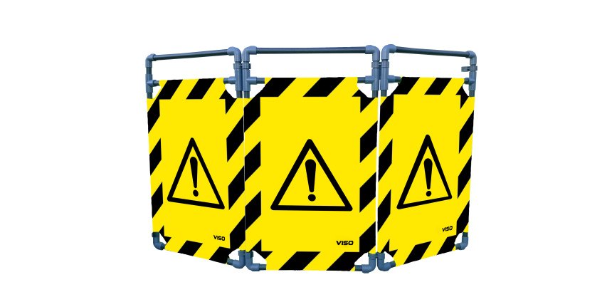 Barrière d'intervention PVC - 3 vantaux - logo DANGER - Noir/jaune
