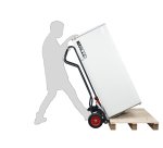 Diable dépalettiseur acier 250 kg bavette coulissante 440 x 250 mm roue  caoutchouc