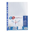 Pochettes perforées Viquel Double A4/A3 polypropylène lisse 8/100 - sachet de 25
