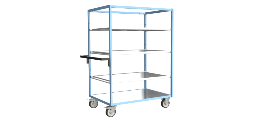 Servante multi-niveaux avec 3 étagères plateau tôle galvanisée 500 kg 1200 x 800 mm roue TPE