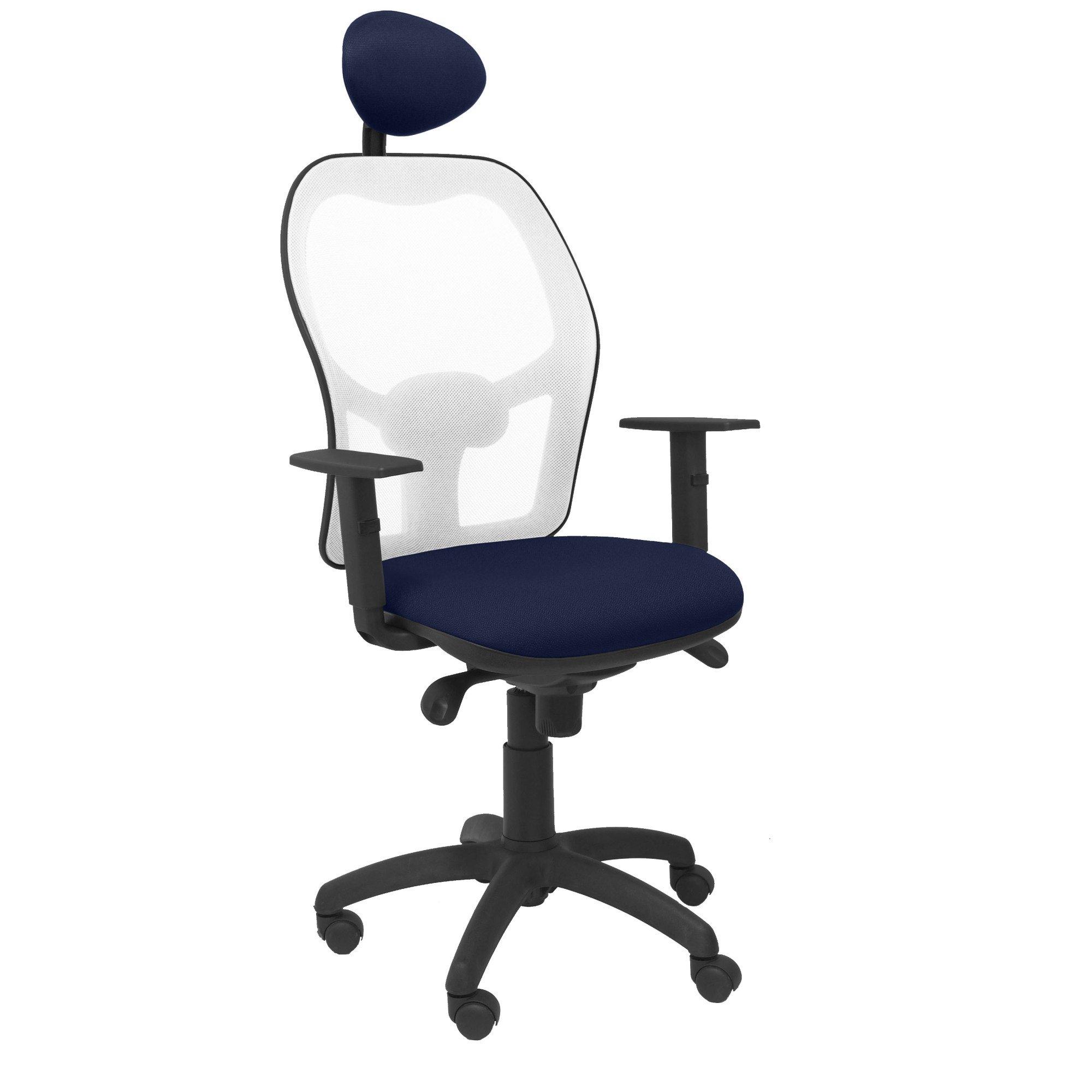 Chaise Jorquera en maille blanche avec appui-tête fixe et assise Bali
