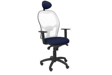 Chaise Jorquera en maille blanche avec appui-tête fixe et assise Bali