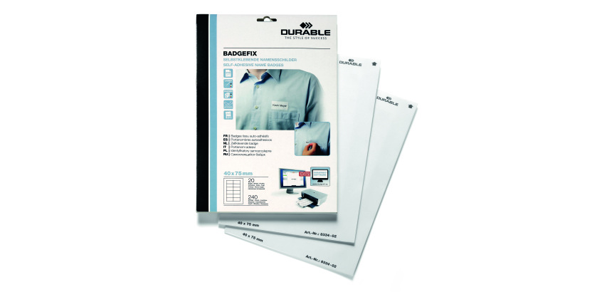 Badges adhésifs tissus BADGEFIX 40x75 mm - 240 pièces
