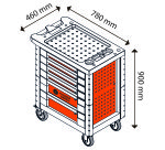 Servante d’atelier 6 tiroirs Fischer Darex – Charge 700 kg – Plan de travail renforcé
