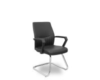 Chaise visiteur Opti520PA avec pieds luge en similicuir noir