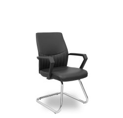 Chaise visiteur Opti520PA avec pieds luge en similicuir noir
