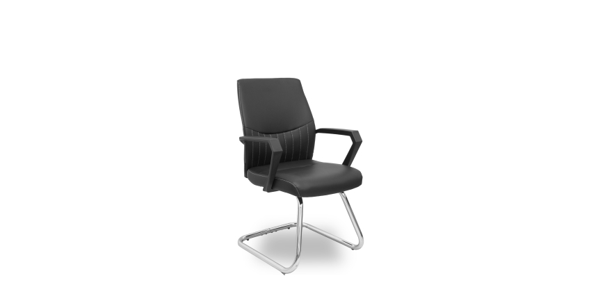 Chaise visiteur Opti520PA avec pieds luge en similicuir noir