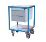 Petite servante établi 2 tiroirs plateau bois médium 400 kg roue TPE