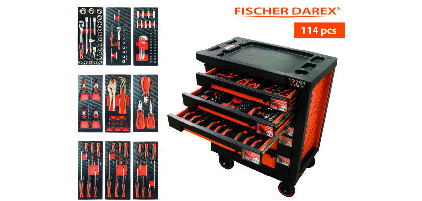 Servante équipée de 114 outils avec 9 modules