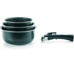 Set de tres cazos con mango extraíble Ibili