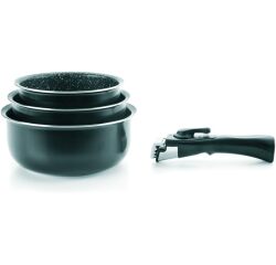 Set de tres cazos con mango extraíble Ibili