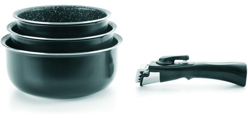 Set de tres cazos con mango extraíble Ibili