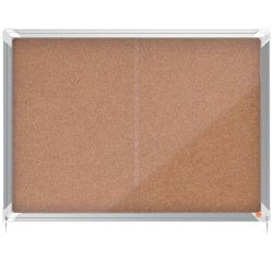 Vitrina NOBO Premium Plus de puerta corredera con fondo de corcho 8 x A4 hojas