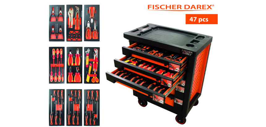 Servante équipée de 47 outils avec 9 modules