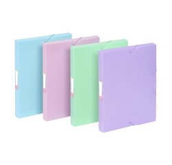 Boîte de classement COOLBOX A4 - Dos 3 cm - polypropylène - RAINBOW PASTEL VIQUEL - Coloris assortis