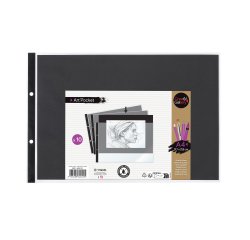 Pochettes perforées CREATIV'GALLERY VIQUEL polypropylène A4 format paysage - coloris incolore / noir - paquet de 10