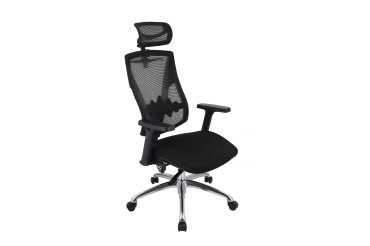 Fauteuil de bureau ergonomique FUTURA 4S PLUS tissu et maille, avec accoudoirs 4D et appui-tête, mécanisme synchrone, pieds noirs
