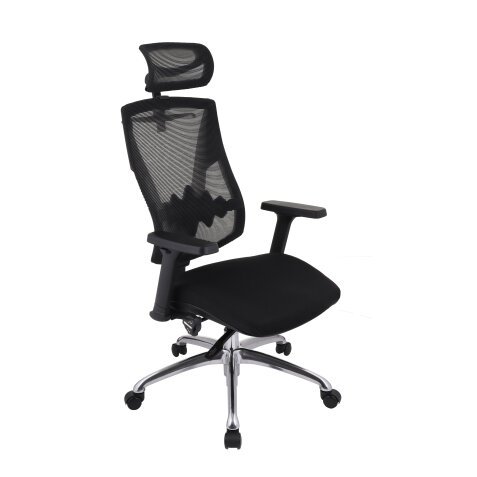 Fauteuil de bureau ergonomique FUTURA 4S PLUS tissu et maille, avec accoudoirs 4D et appui-tête, mécanisme synchrone, pieds noirs