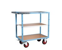 Servante mécano-soudée 3 plateaux médium 400 kg 850 x 500 mm roue caoutchouc