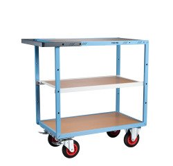 Servante mécano-soudée 3 plateaux médium 400 kg 850 x 500 mm roue caoutchouc