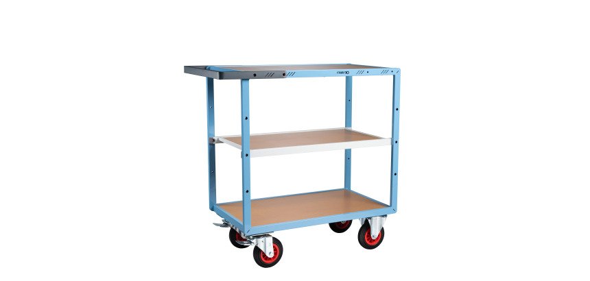 Servante mécano-soudée 3 plateaux médium 400 kg 850 x 500 mm roue caoutchouc