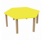 Table Fabiano Kids hexagonale avec pieds en bois - Taille T1 - Ecole maternelle