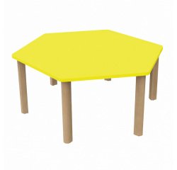Table Fabiano Kids hexagonale avec pieds en bois - Taille T1 - Ecole maternelle