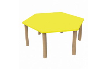 Table Fabiano Kids hexagonale avec pieds en bois - Taille T1 - Ecole maternelle