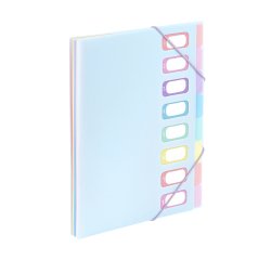 Trieur extensible 8 compartiments A4 - VIQUEL RAINBOW PASTEL - Bleu