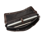 Leather messenger bag with integrated sleeve for 15.6" laptop