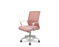 
Silla Ergo535 blanca basculante respaldo malla rosa asiento tela rosa ruedas nailon