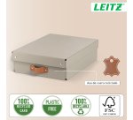 Caja de almacenamiento Leitz Puro con tapa, media baja, 8L, cartón 100% reciclado, paquete de 2