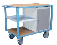 Servante établi équipée demi plateau tôle + 1 bloc porte 500 kg roue TPE
