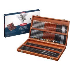 Caja de madera de 72 lápices Derwent para sketching