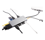 Dock station USB-C Logan 13 en 1 (HDMI 4K HD, VGA, RJ45, 6 x USB-A, SD, MicroSD)