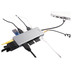 Dock station USB-C Logan 13 en 1 (HDMI 4K HD, VGA, RJ45, 6 x USB-A, SD, MicroSD)