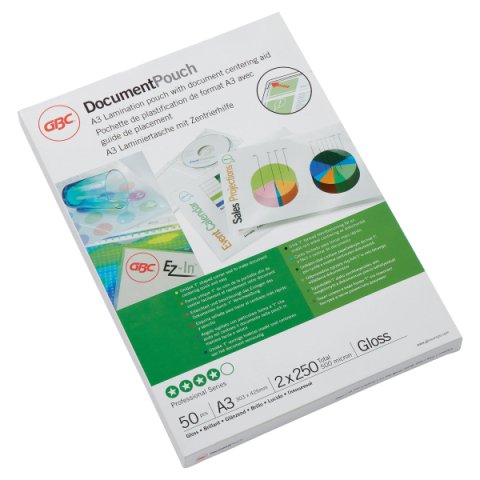 Paquete de 50 fundas de plastificación térmica GBC A3, 2 x 250 micras, brillante