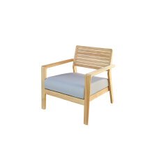 Fauteuil lounge d'extérieur CLAIN - tissu - bois teck