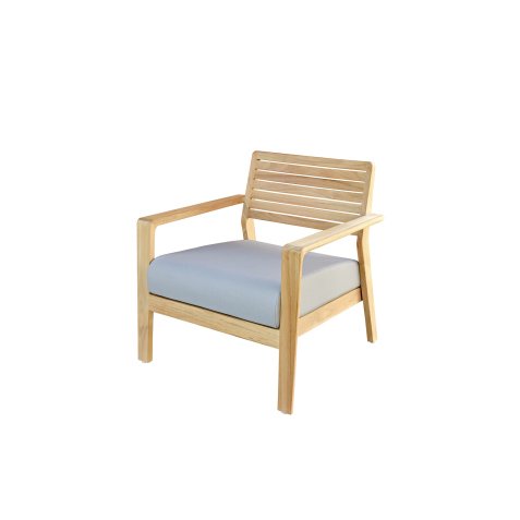 Fauteuil lounge d'extérieur CLAIN - tissu - bois teck