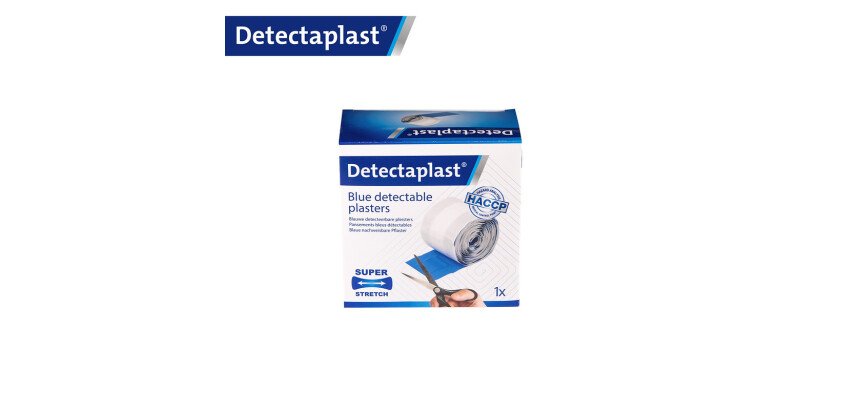 Pansement adhésif bleu à découper détectable 5 m x 6 cm en tissu élastique bleu