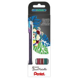 Estuche 4 unidades del bolígrafo Dual Metallic gel Pentel