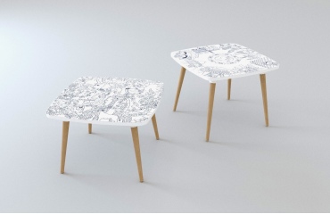 Table basse KIDS à colorier - Motif Jungle - Lot de 2