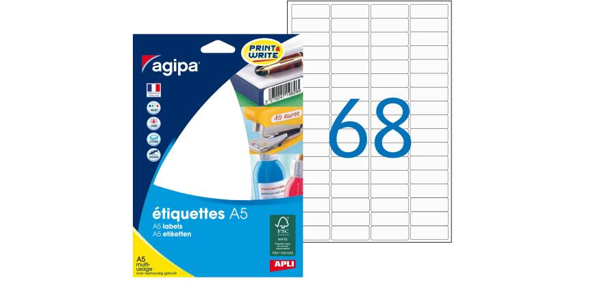 Etiquette universelle, 11 x 30 mm, blanc