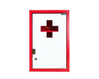Armoire à pharmacie 1 porte,   Métal laqué / Rouge, 300 x 460 x 140 mm