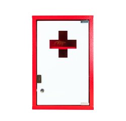 Armoire à pharmacie 1 porte,   Métal laqué / Rouge, 300 x 460 x 140 mm